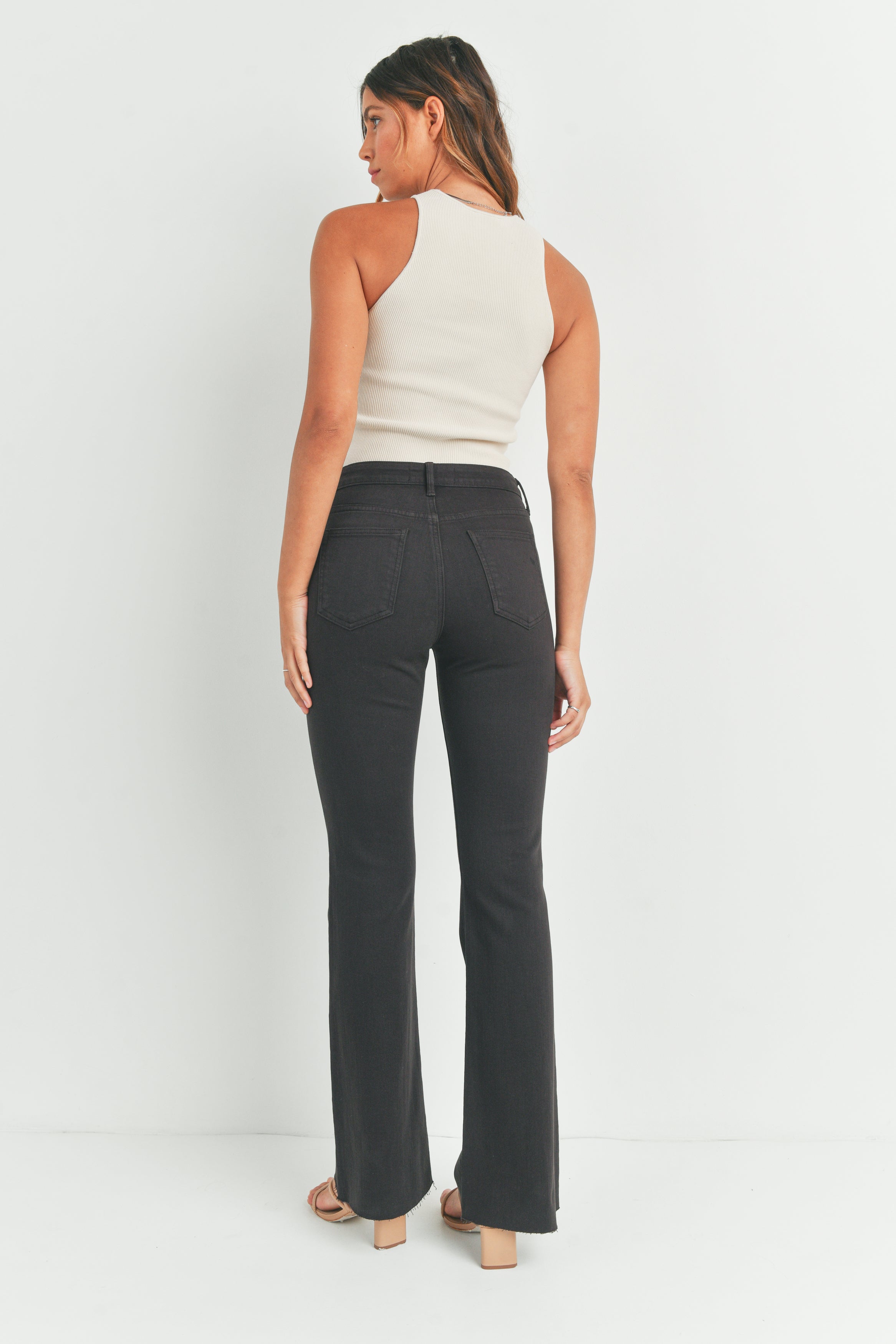 Unpublished Marlow Black Coated - Denim Jeans - Cropped Flare - Lulus